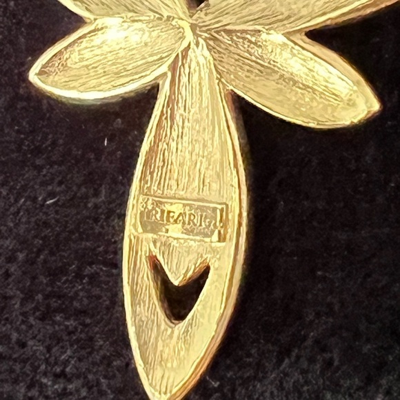 Vintage Trifari Gold Tone & Faux Onyx Statement Necklace Enamel Stone Abstract - Picture 8 of 10